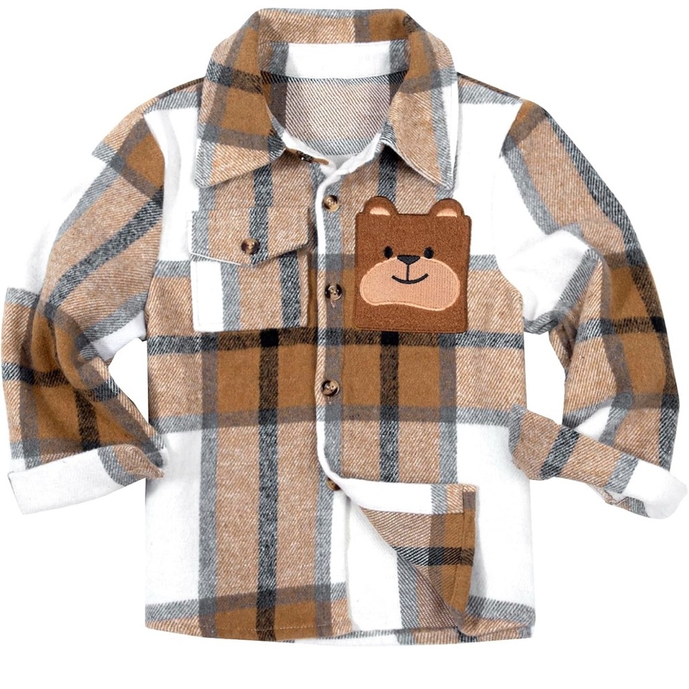 Plaid Shirt with Bear Patch
